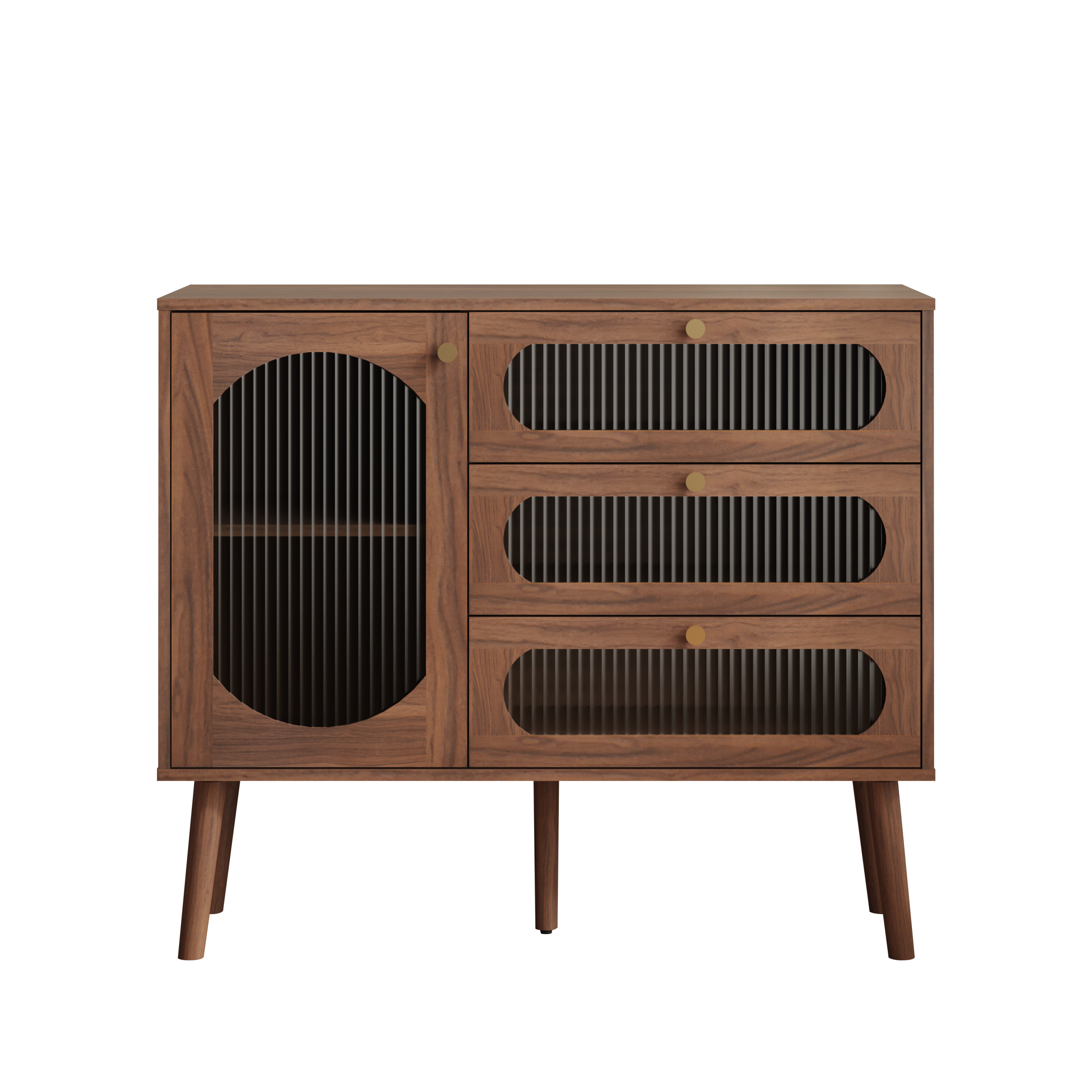 Natural Wood Storage Sideboard - Nora Lane Home furniture - Solid wood, Metal accent - 44.9 x 17.71 x 9.45 in