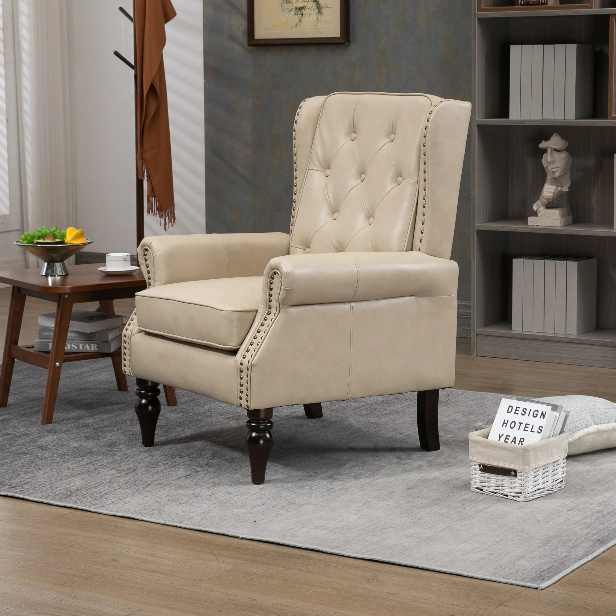 Camel Faux Leather Modern Armchair - Image 7