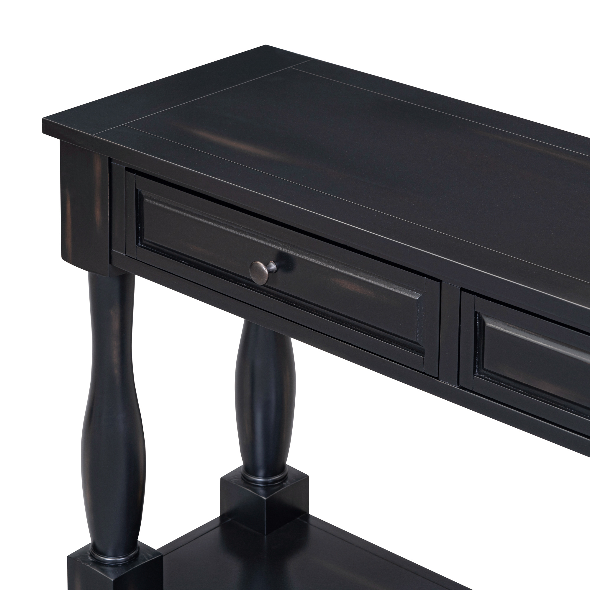 Brown Storage Console Table - Nora Lane Home furniture - Solid wood - 66.14 x 17.72 x 12.4 in