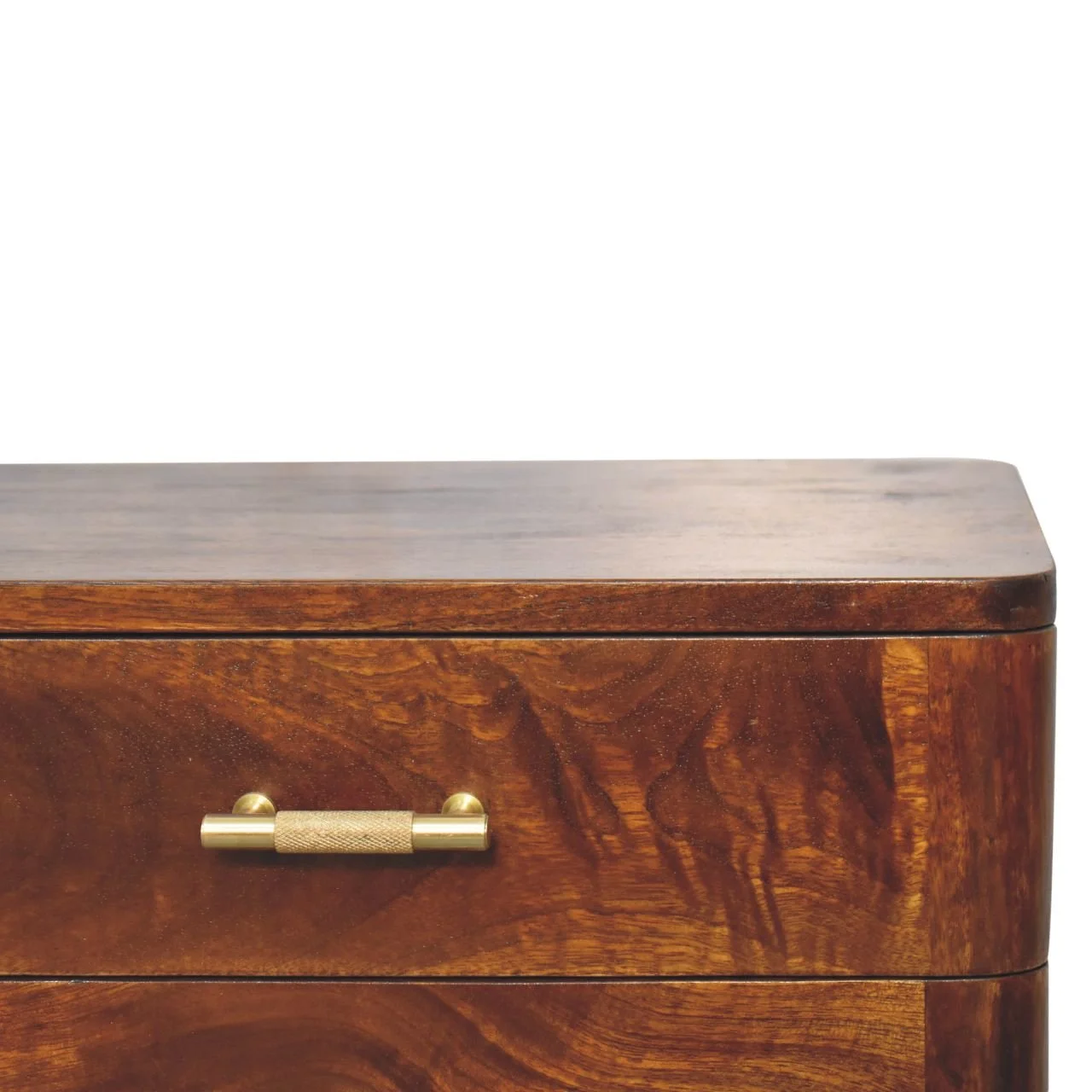 Brown Solid Wood Nightstand with 2 Drawers - Image 5