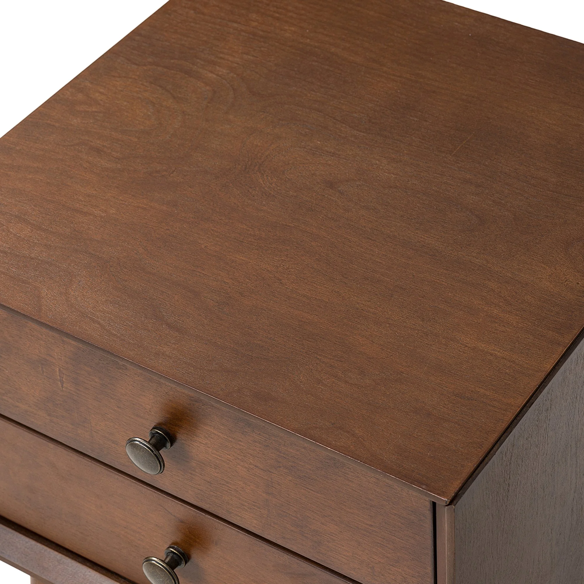 Walnut Modern Nightstand with 2 Drawers - Image 4