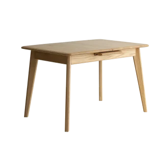 Light Oak Solid Wood Mid-century Extendable Dining Table