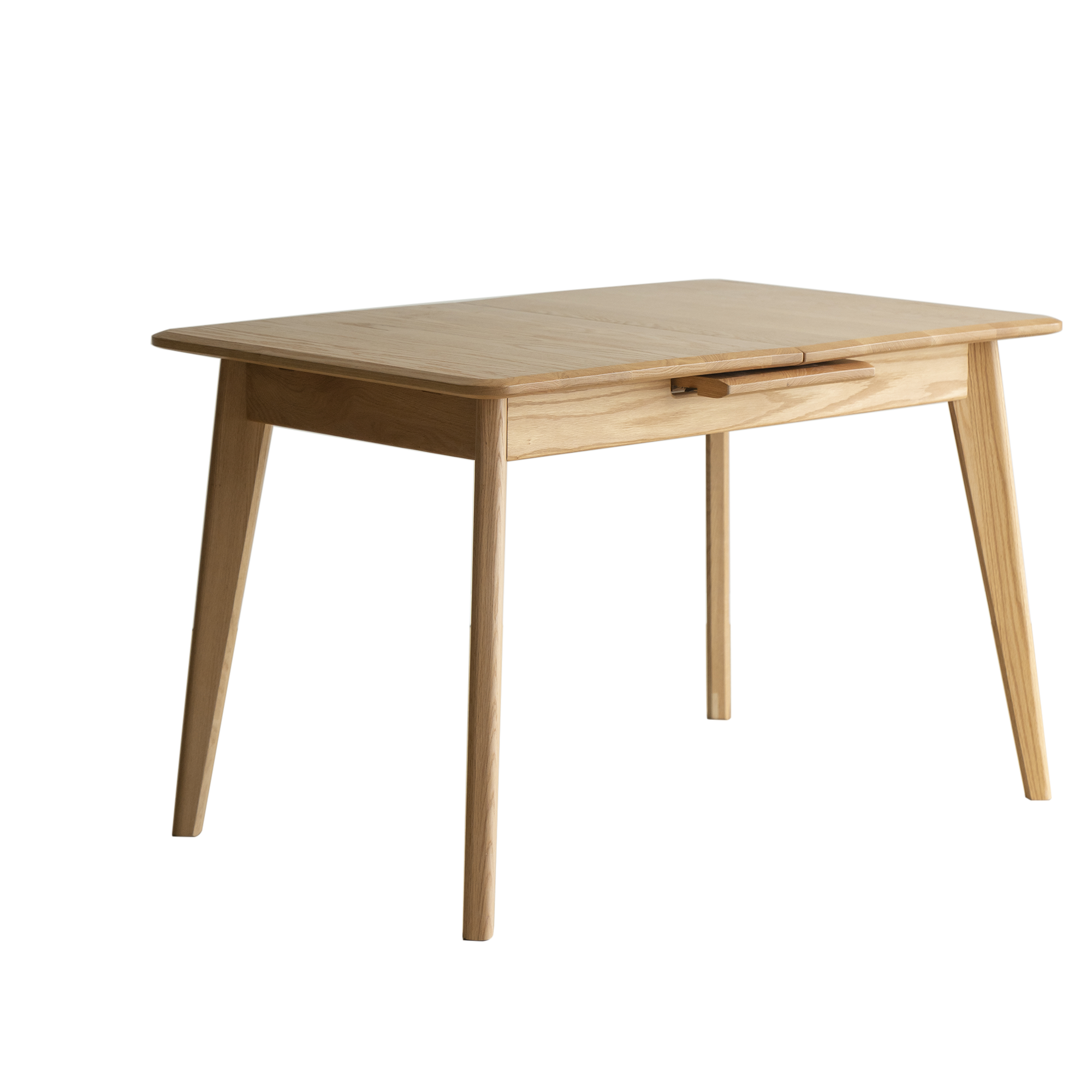 Light Oak Solid Wood Mid-century Extendable Dining Table