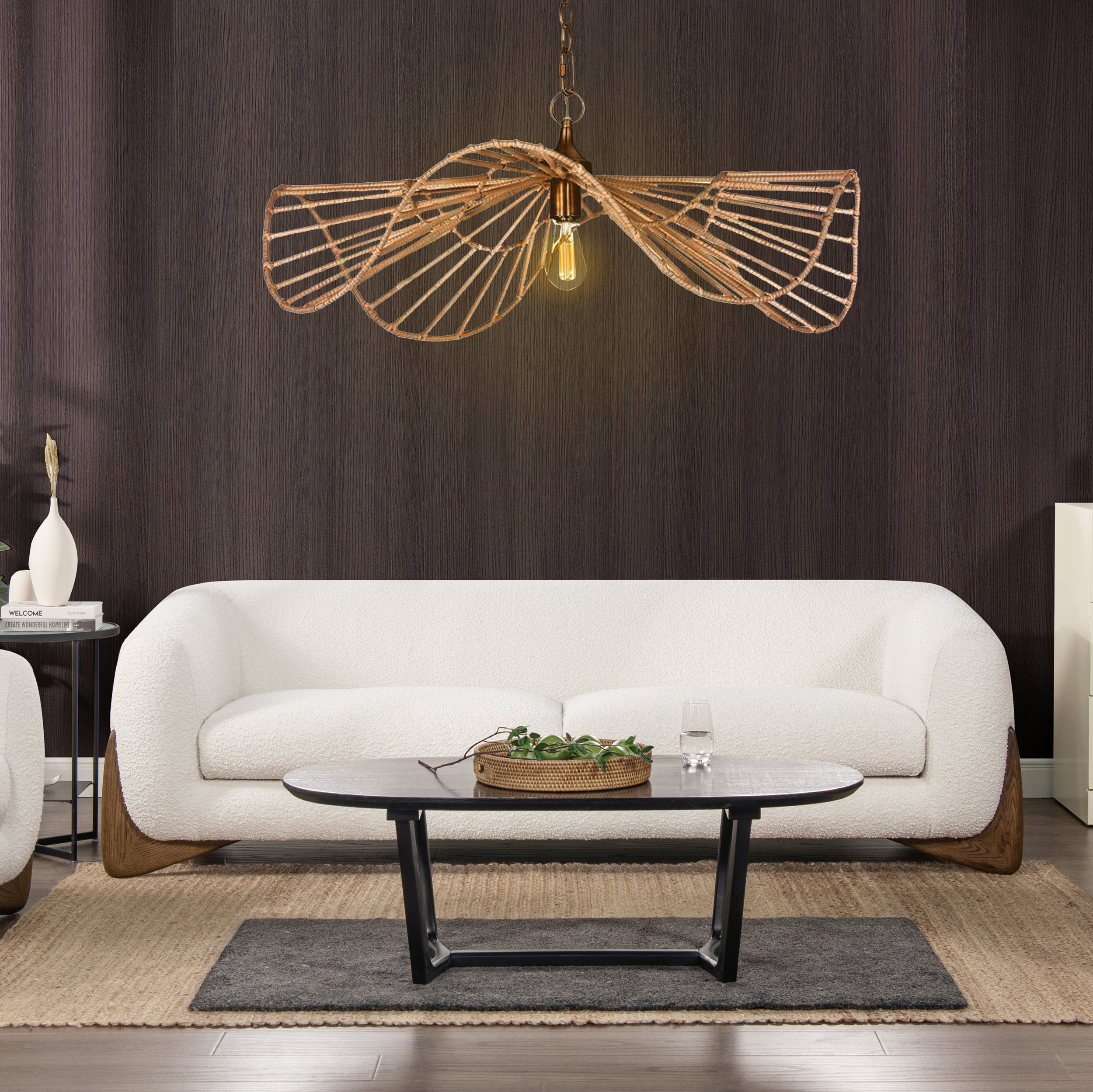 White Boucle Sofa
