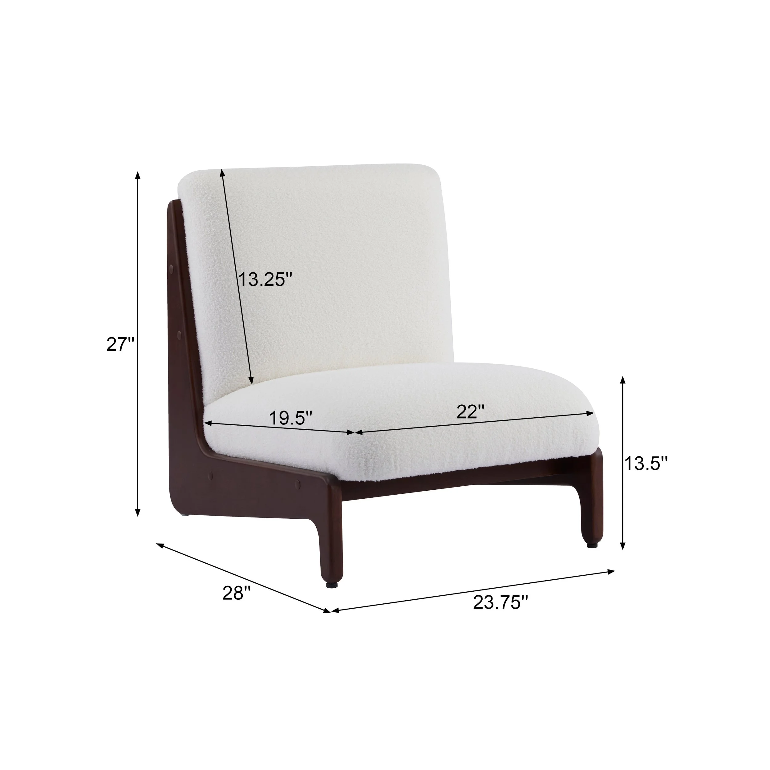 Walnut Solid Wood Contemporary Accent Chair, Set of 2 - Image 7