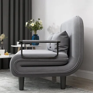 Gray Linen Sofa with Convertible