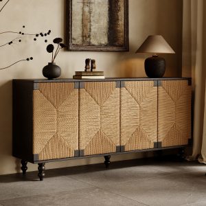 Natural Wood Storage Sideboard - Nora Lane Home furniture - Solid wood - 65.4 x 18.5 x 6.7 in