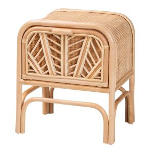 Natural Rattan Nightstand with 1 Drawer and Rattan Detail