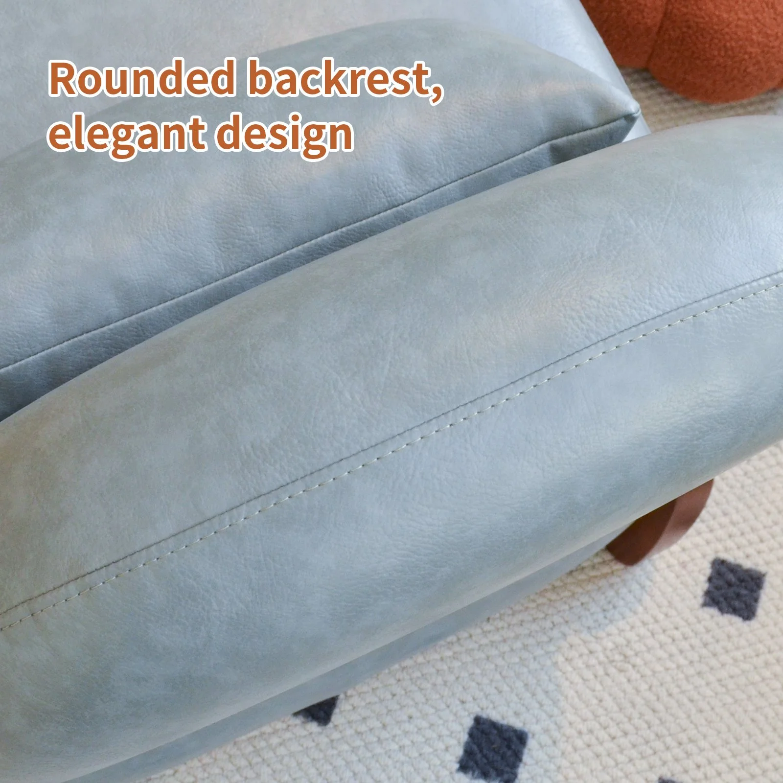 Blue Faux Leather Modern Accent Chair - Image 4