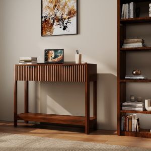 Walnut Textured Storage Living Room Sofa - Nora Lane Home furniture - Walnut finish - 44.5 x 14.2 x 6.7 in
