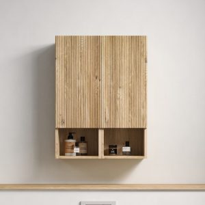 Natural Wood Set of 2 Storage Cabinets - Nora Lane Home furniture - Solid wood, Metal accent