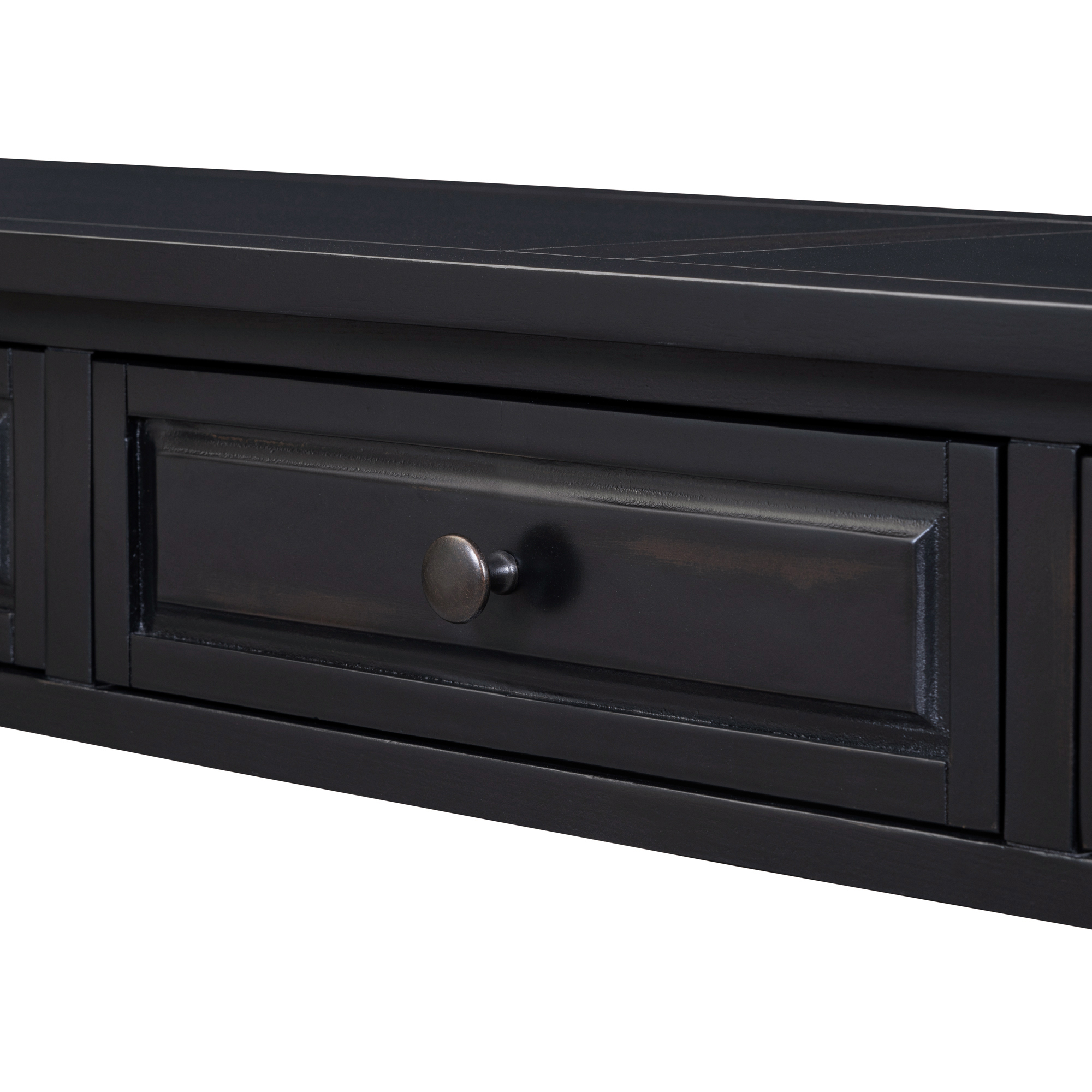 Brown Storage Console Table - Nora Lane Home furniture - Solid wood - 66.14 x 17.72 x 12.4 in