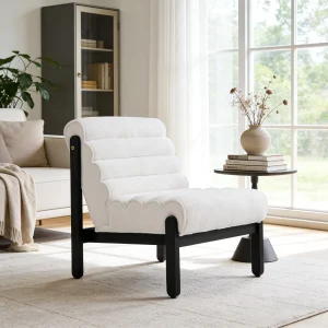 White and Black Solid Wood Modern Accent Chair