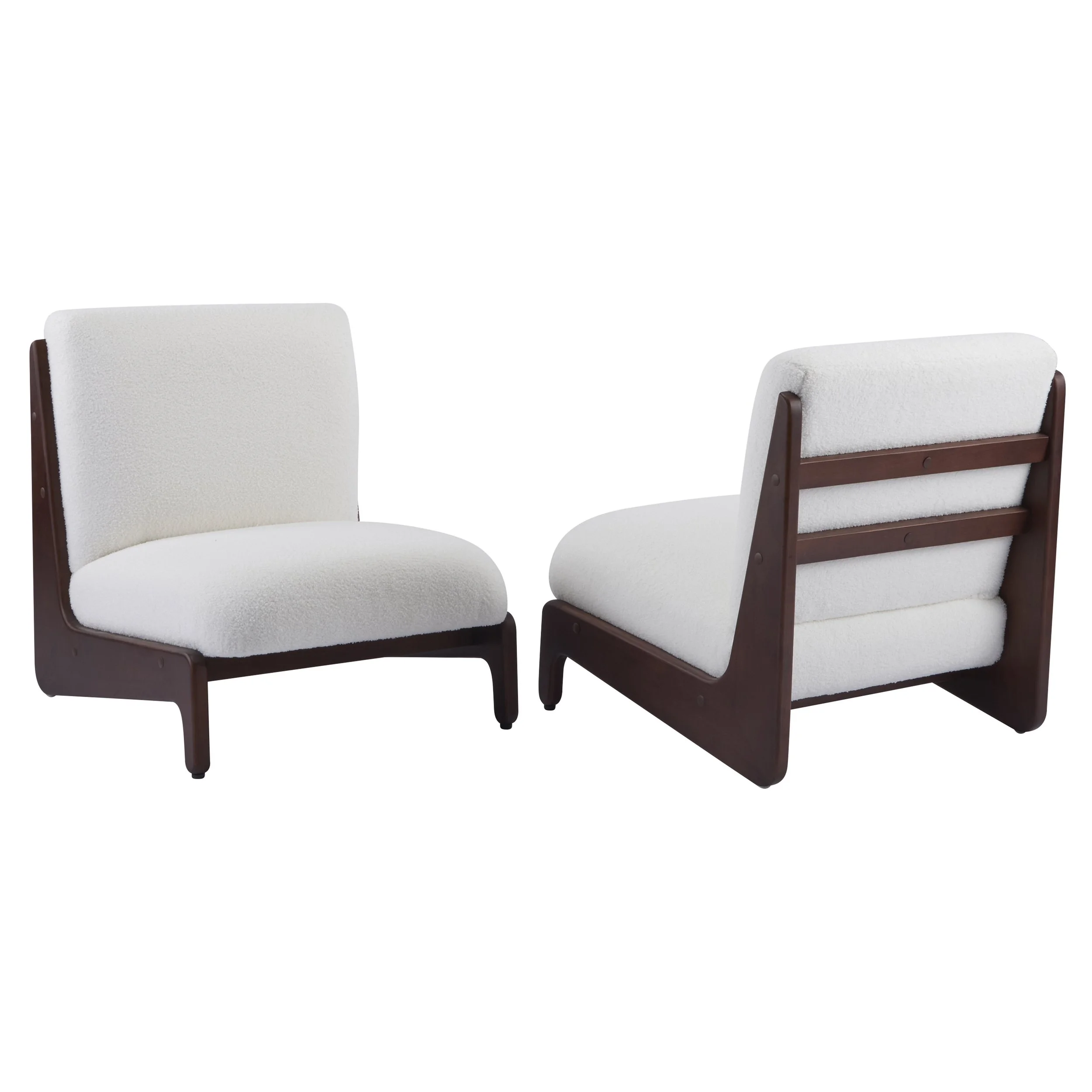 Walnut Solid Wood Contemporary Accent Chair, Set of 2 - Image 3