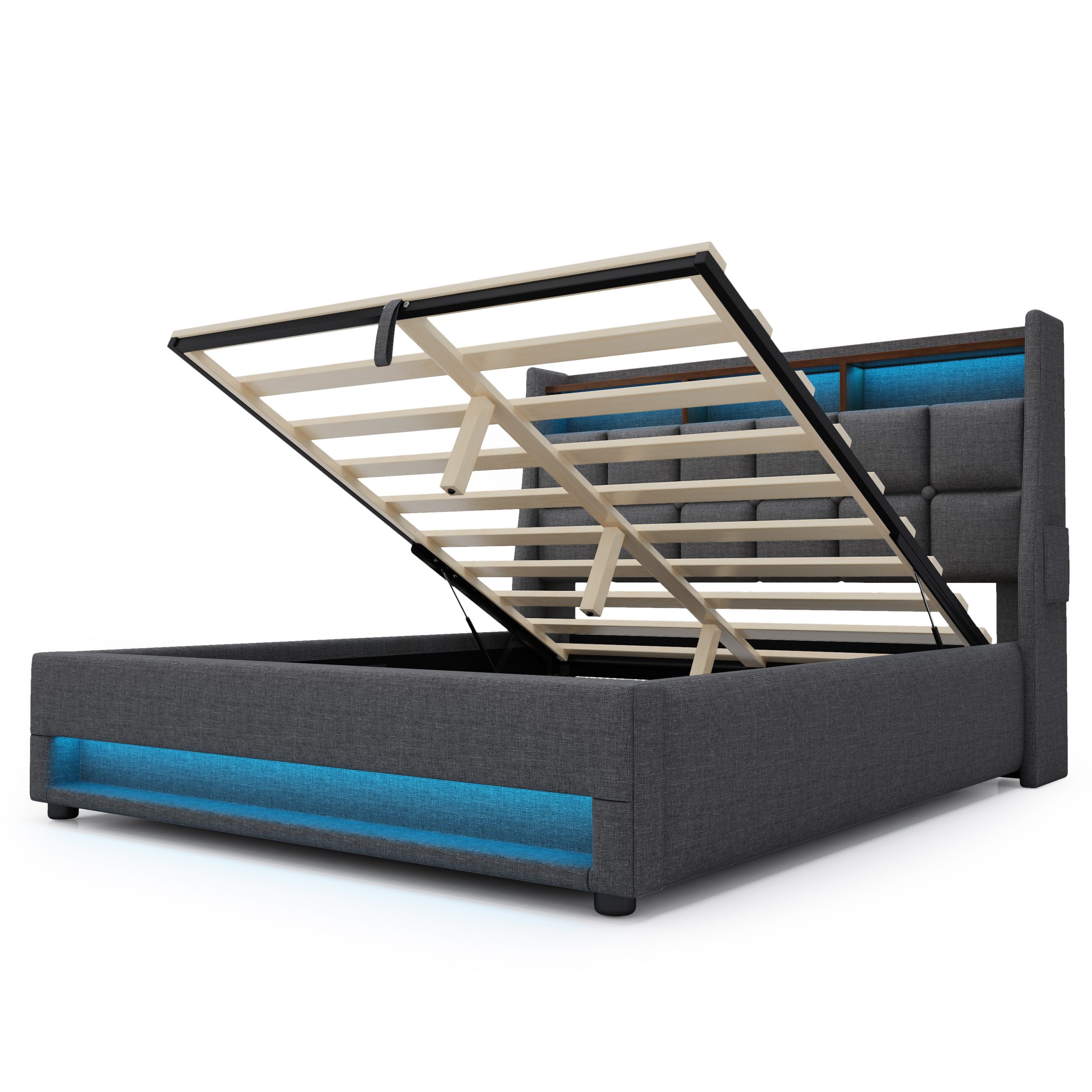 Gray Storage Beds Frames & Bases - Nora Lane Home furniture - Upholstered
