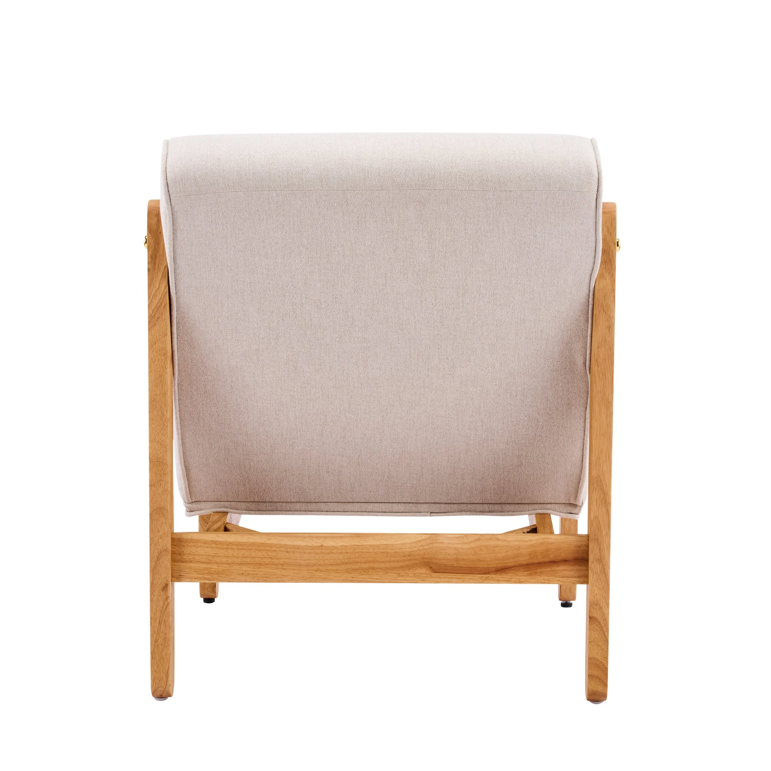 Beige and Natural Solid Wood Modern Accent Chair - Image 6