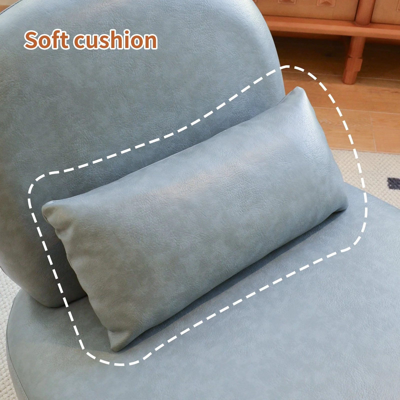 Blue Faux Leather Modern Accent Chair - Image 5