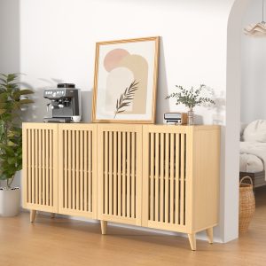 Natural Wood Storage Sideboard - Nora Lane Home furniture - Upholstered - 67 x 19 x 8 in
