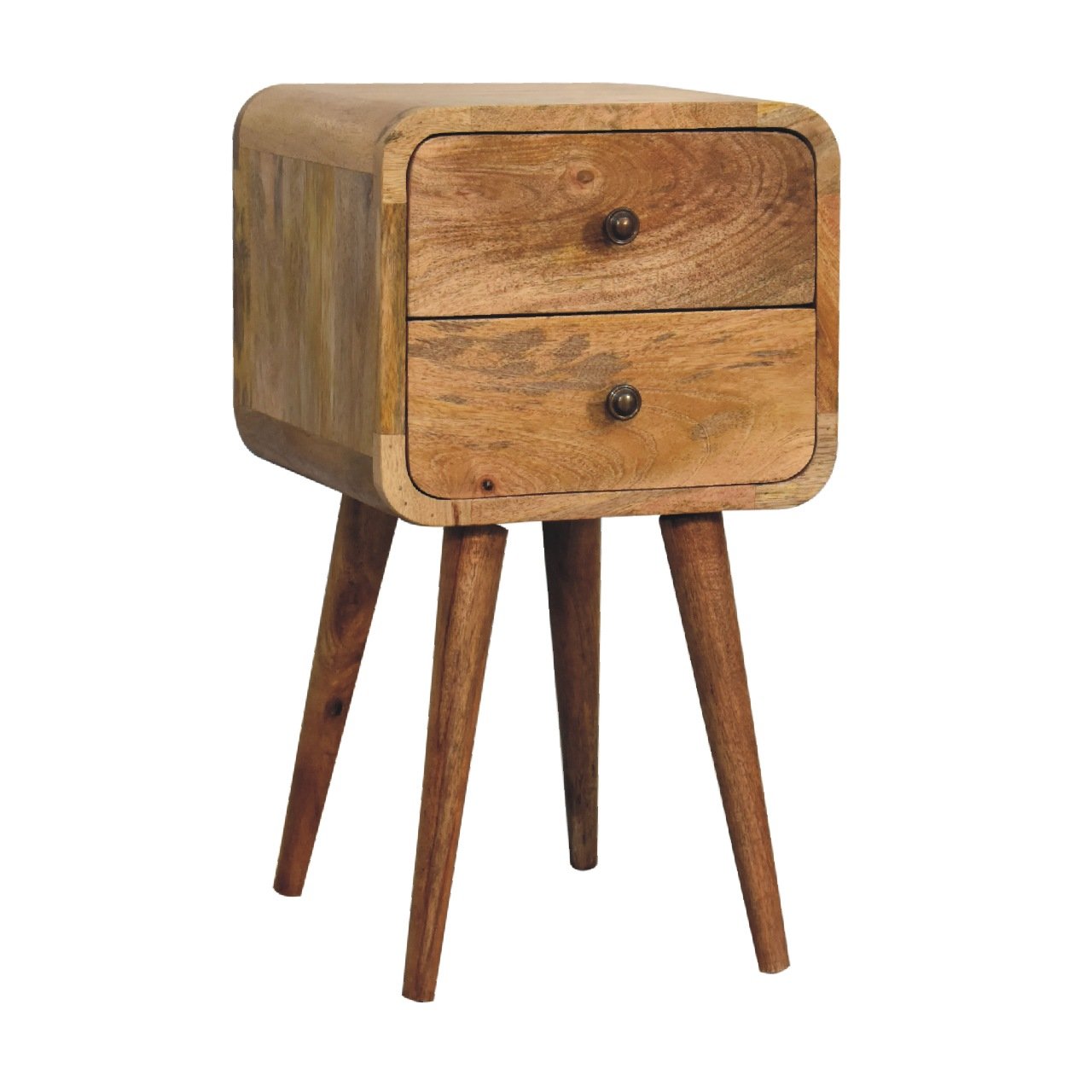 Brown Solid Wood Nightstand with 2 Drawers - Image 3