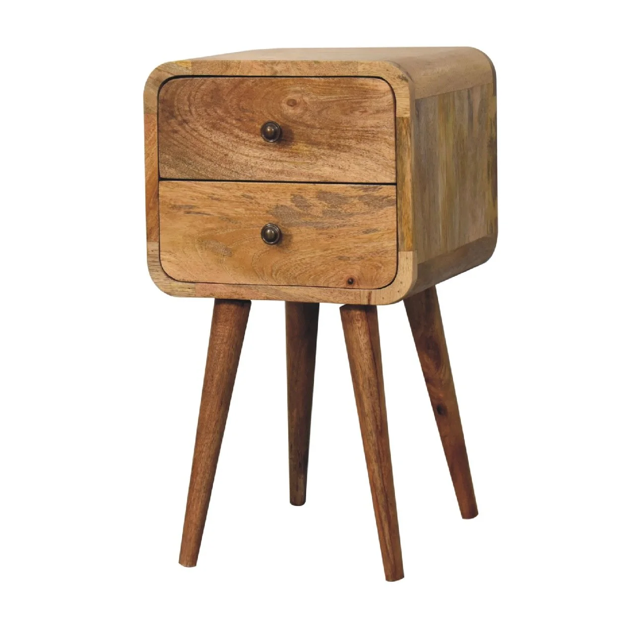 Brown Solid Wood Nightstand with 2 Drawers - Image 4