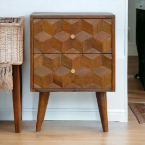 Chestnut Solid Wood Contemporary Nightstand with 2 Drawers