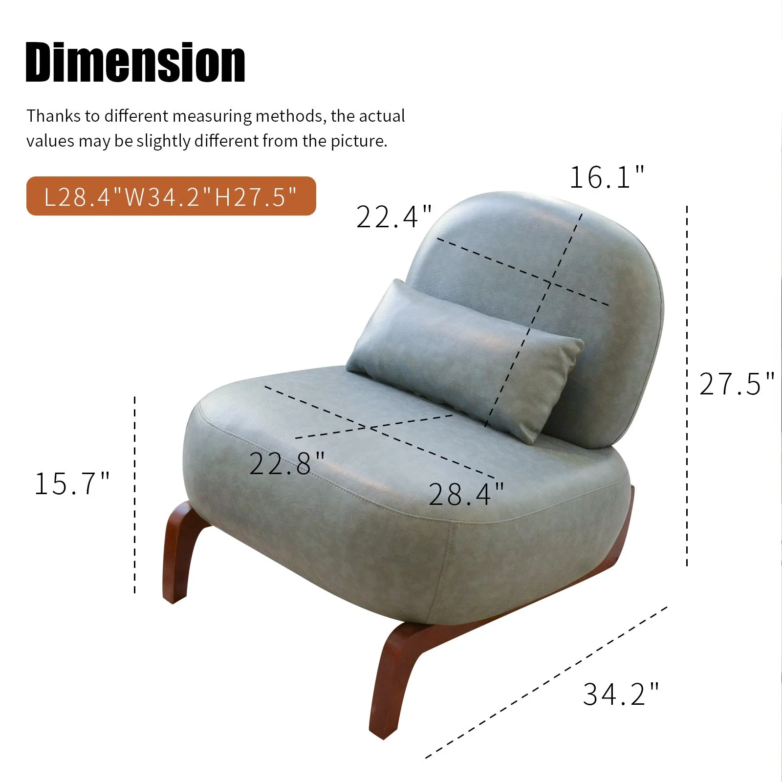 Blue Faux Leather Modern Accent Chair - Image 6