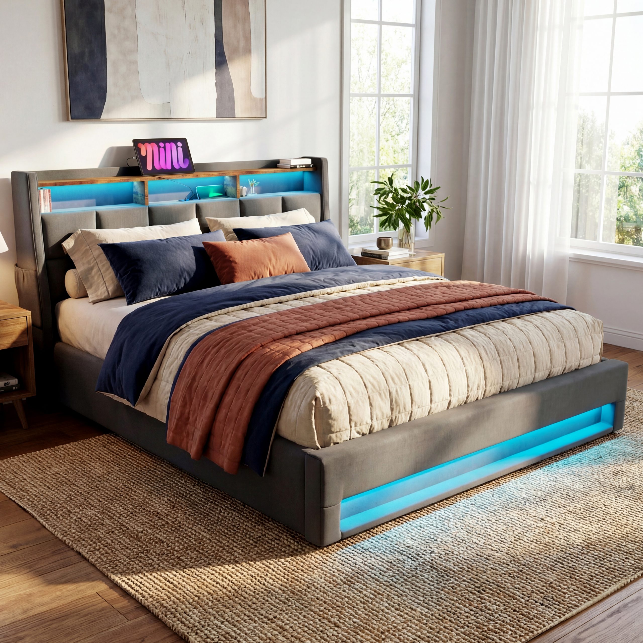 Gray Storage Beds Frames & Bases - Nora Lane Home furniture - Upholstered