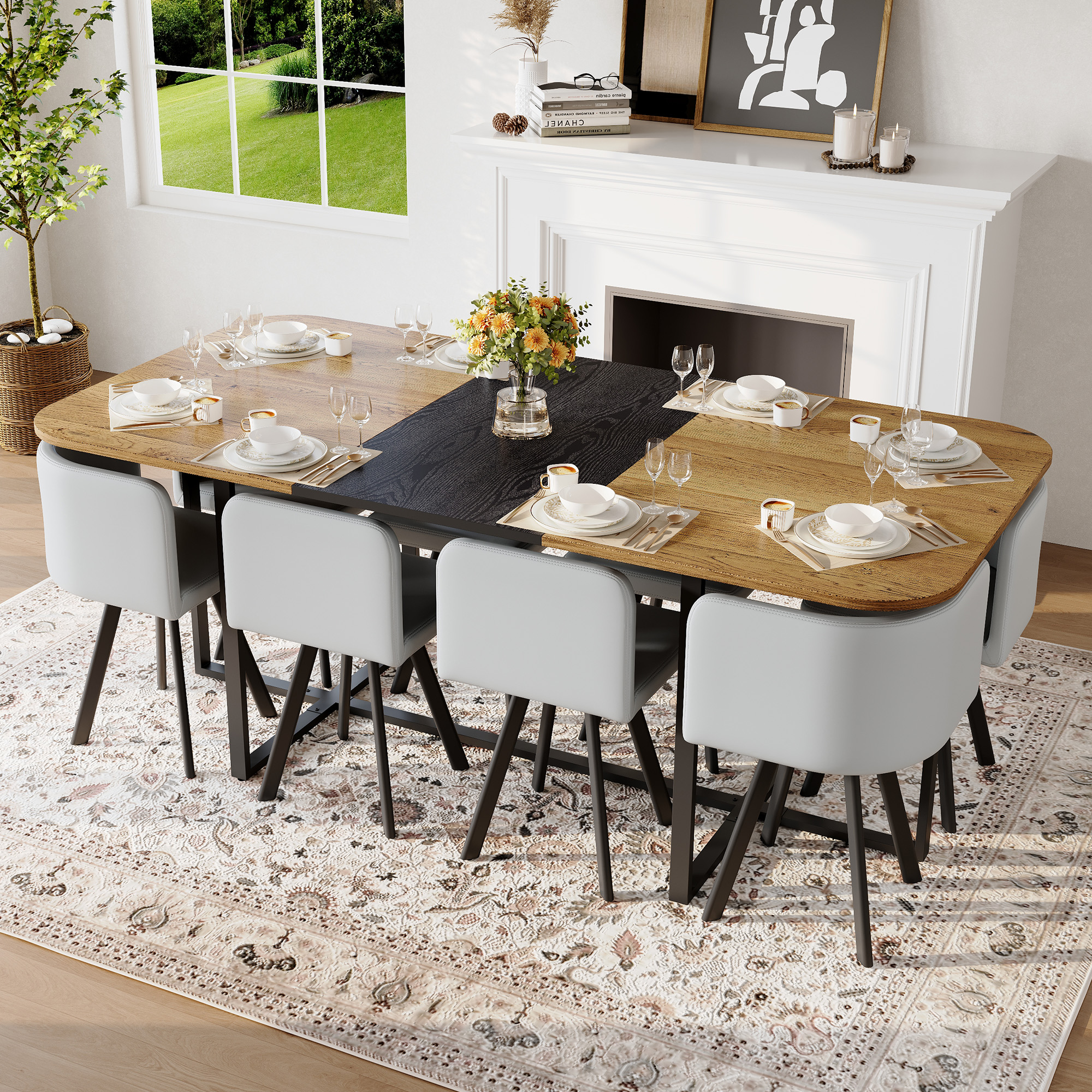 Black Faux Leather Dining Table - Nora Lane Home furniture - Upholstered