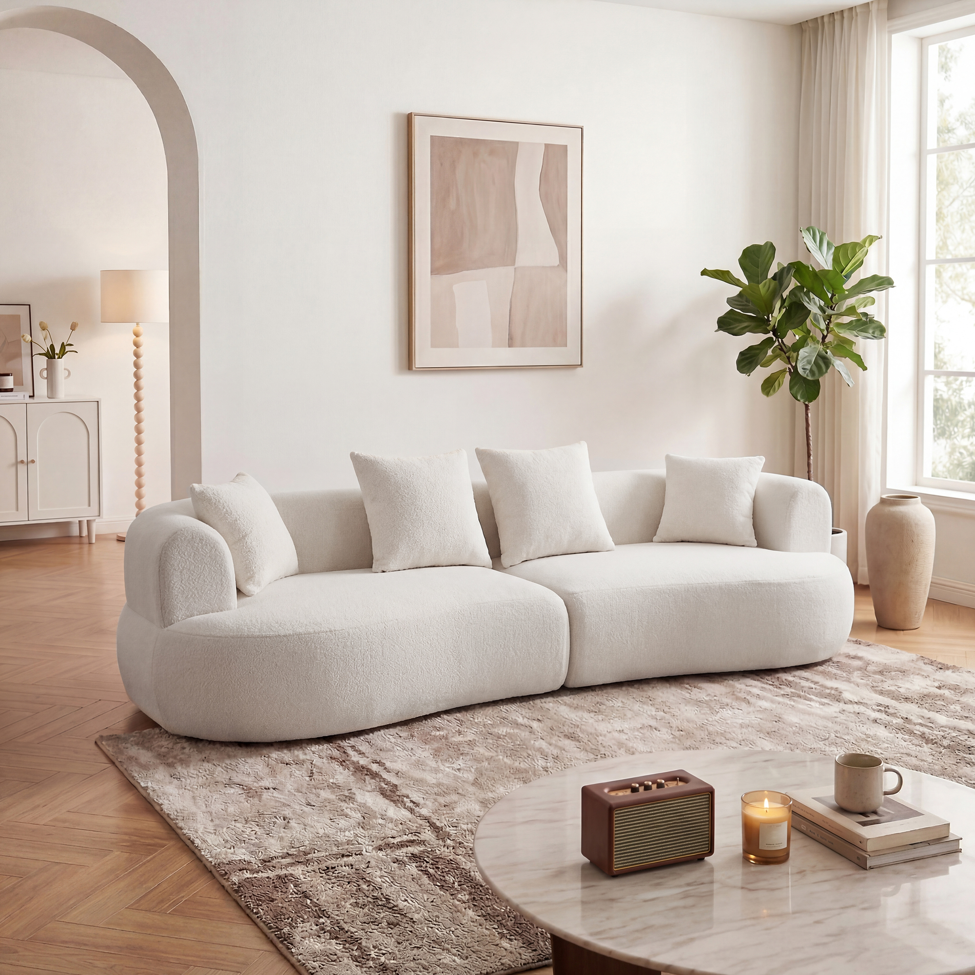 White Boucle Living Room Sofa - Nora Lane Home furniture