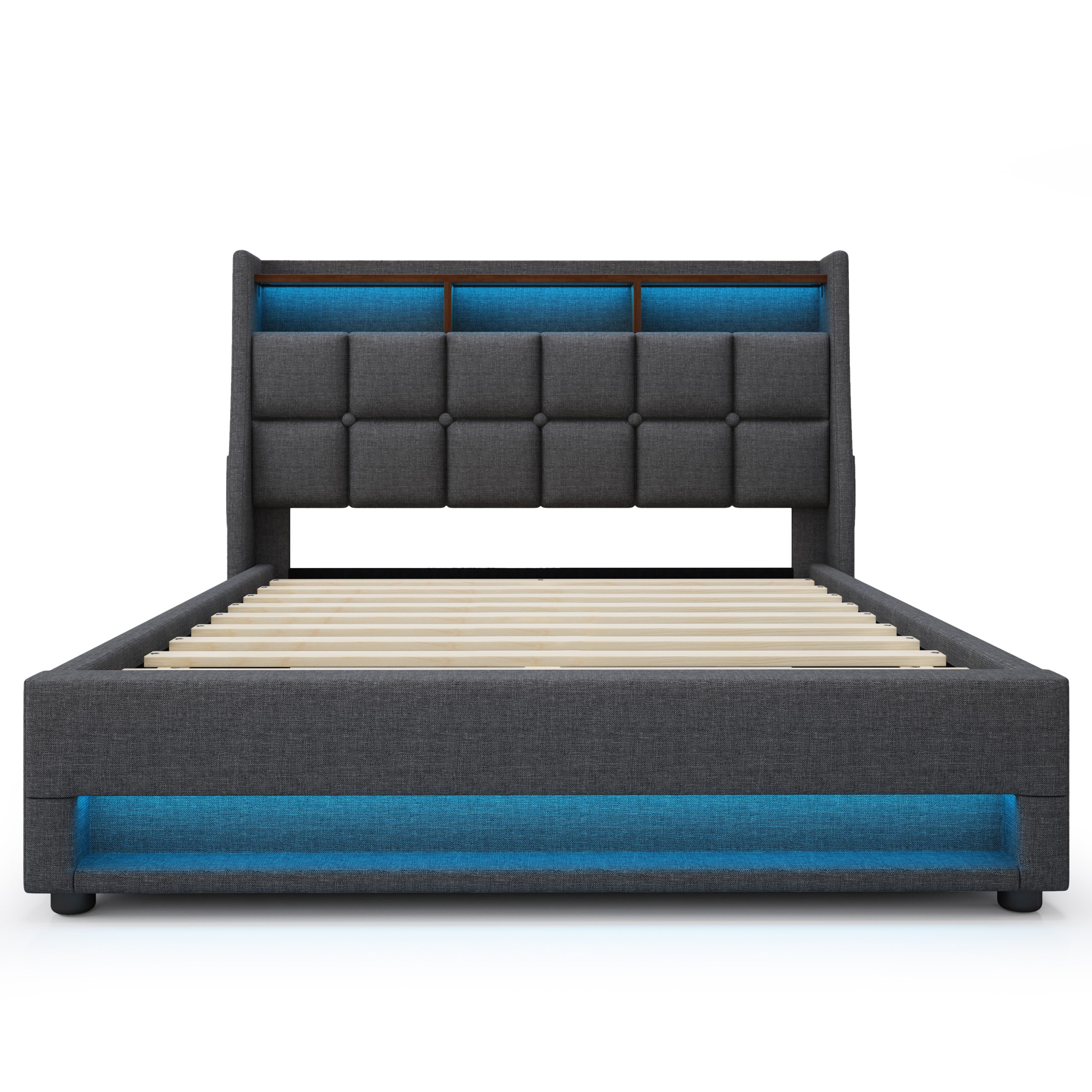 Gray Storage Beds Frames & Bases - Nora Lane Home furniture - Upholstered