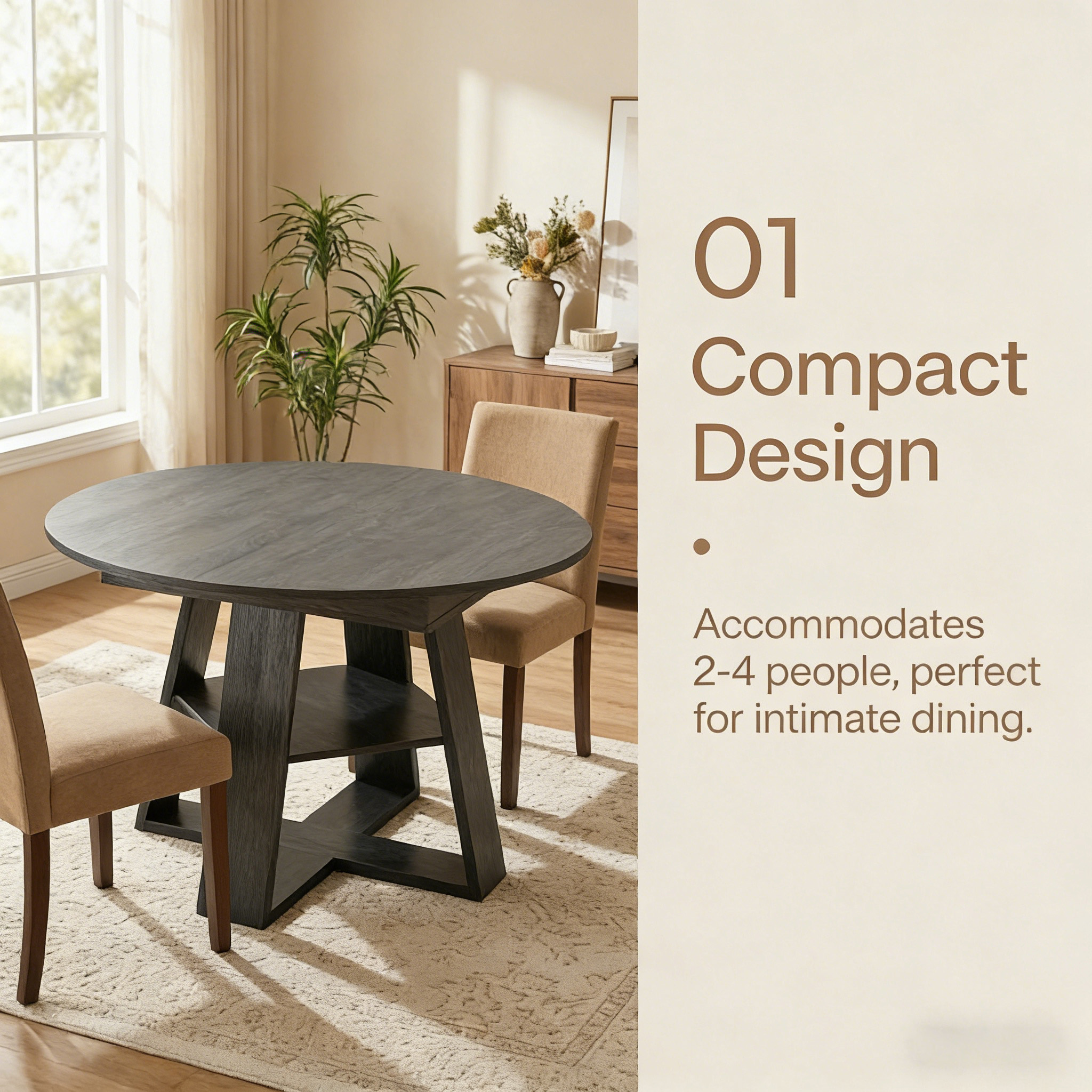 Gray Round Extendable Dining Table - Nora Lane Home furniture - 48.03 x 24.41 x 7.48 in