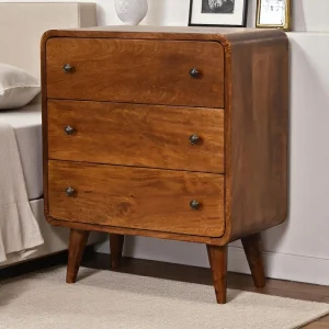 Brown Solid Wood Contemporary Dresser with 3 Drawers