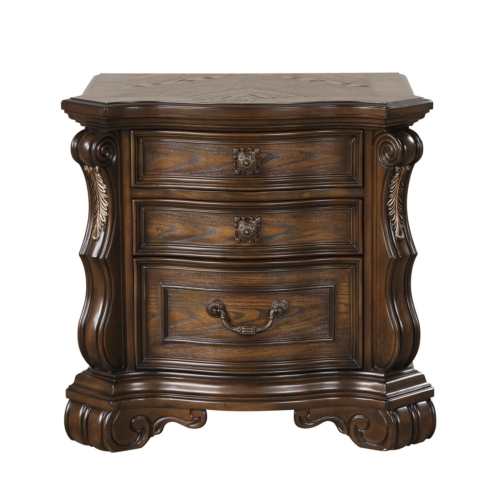 Dark Brown Traditional Nightstand with USB Port - Image 2