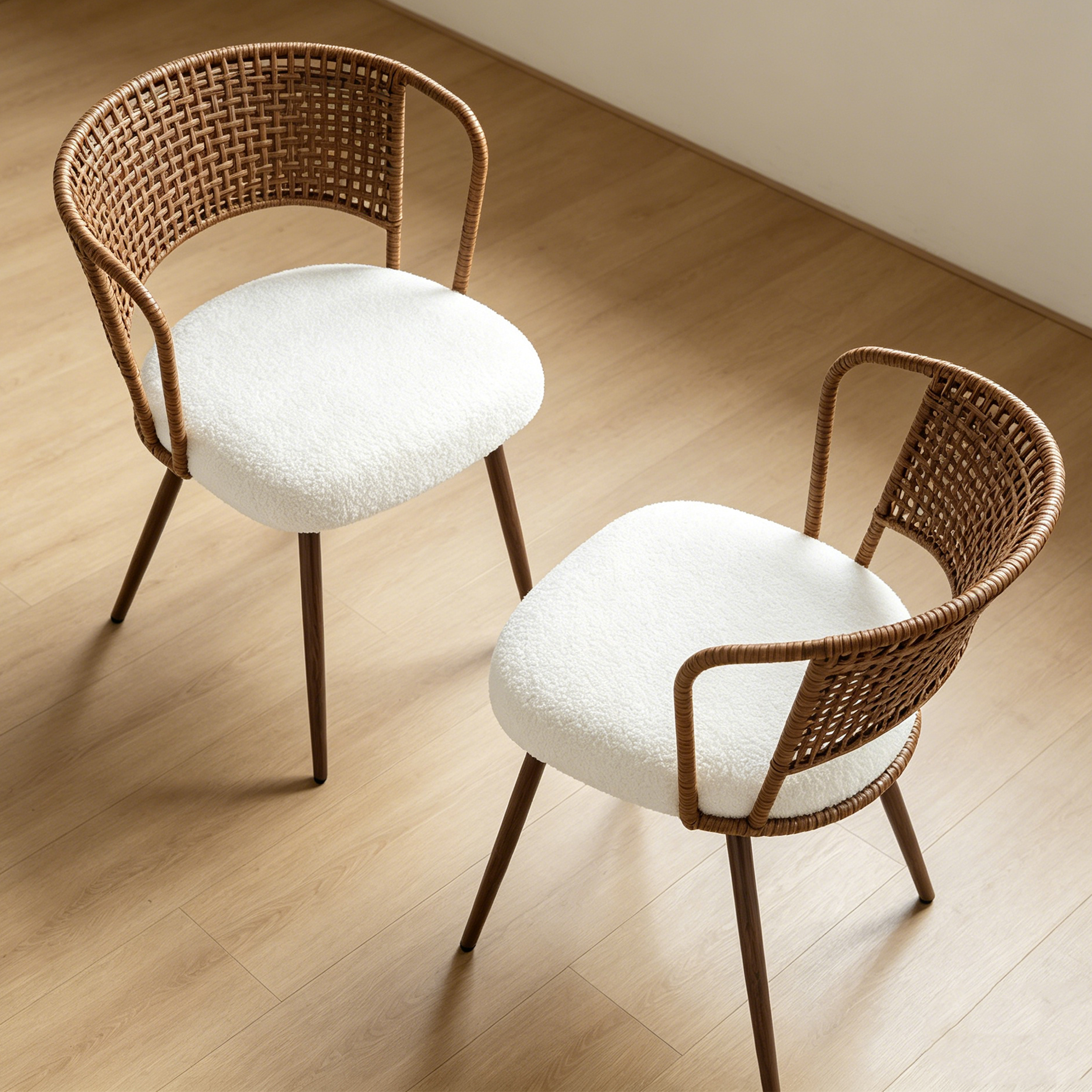 Walnut Rattan Set of 2 Seating For Dining - Nora Lane Home furniture - Walnut finish, Rattan detail - 22.64 x 14.76 x 18.9 in
