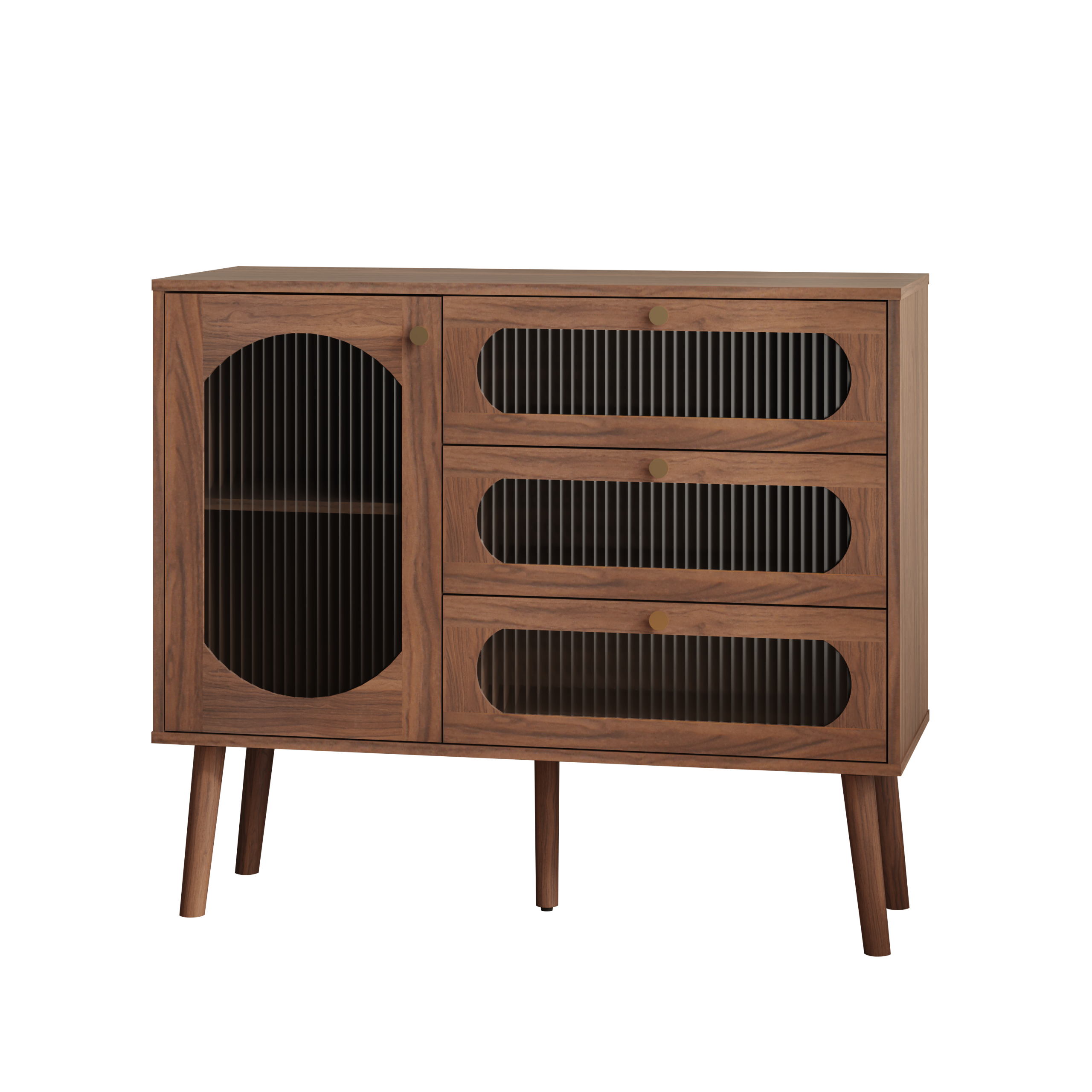 Natural Wood Storage Sideboard - Nora Lane Home furniture - Solid wood, Metal accent - 44.9 x 17.71 x 9.45 in