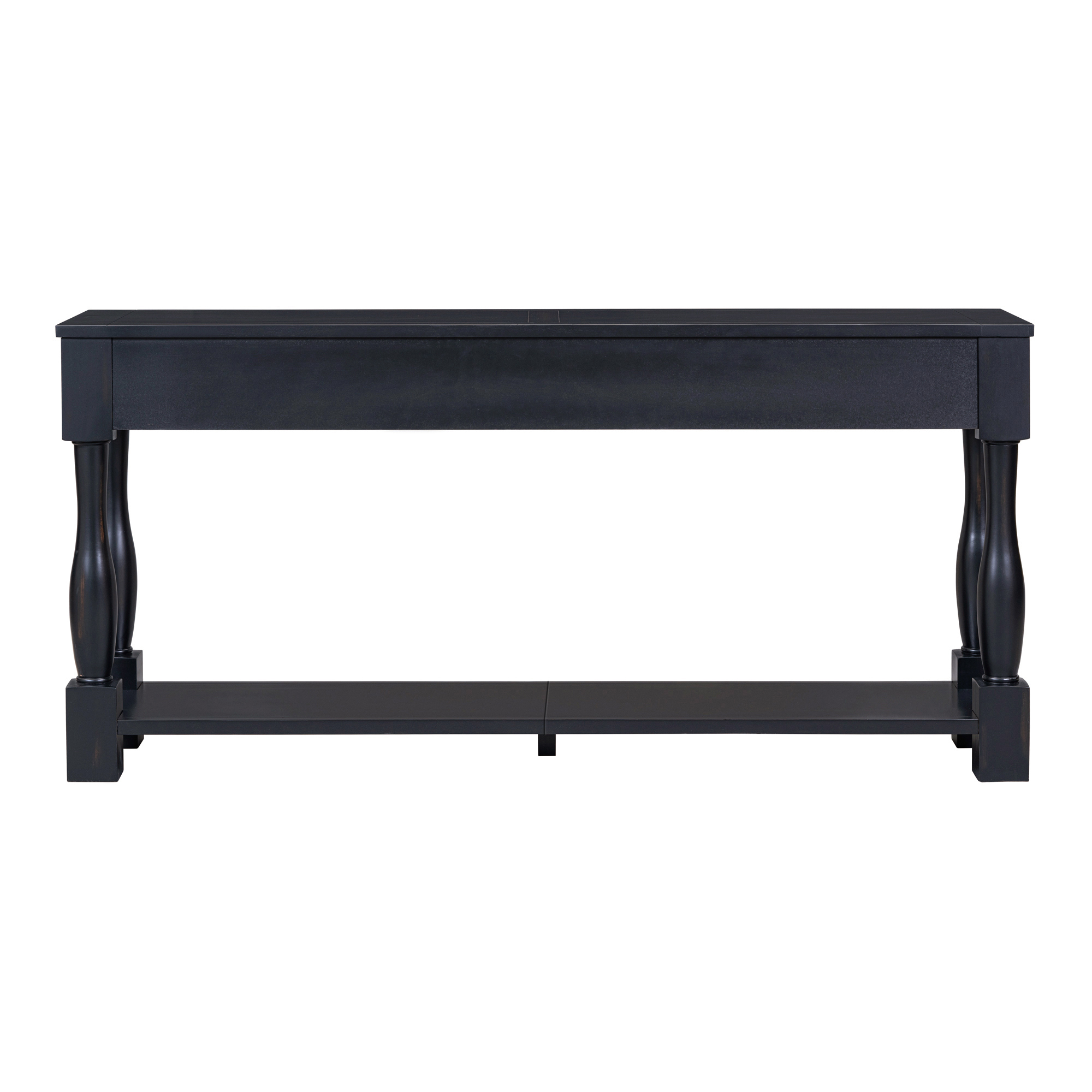 Brown Storage Console Table - Nora Lane Home furniture - Solid wood - 66.14 x 17.72 x 12.4 in