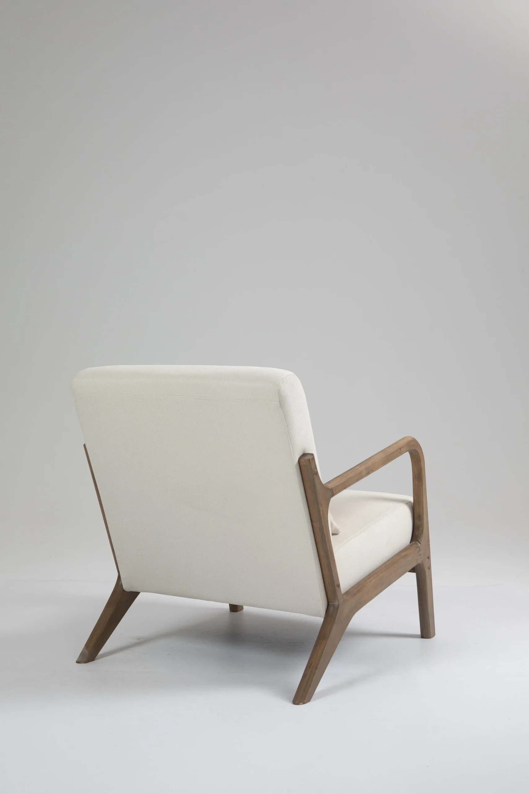Antique White Linen Mid-century Armchair - Image 8