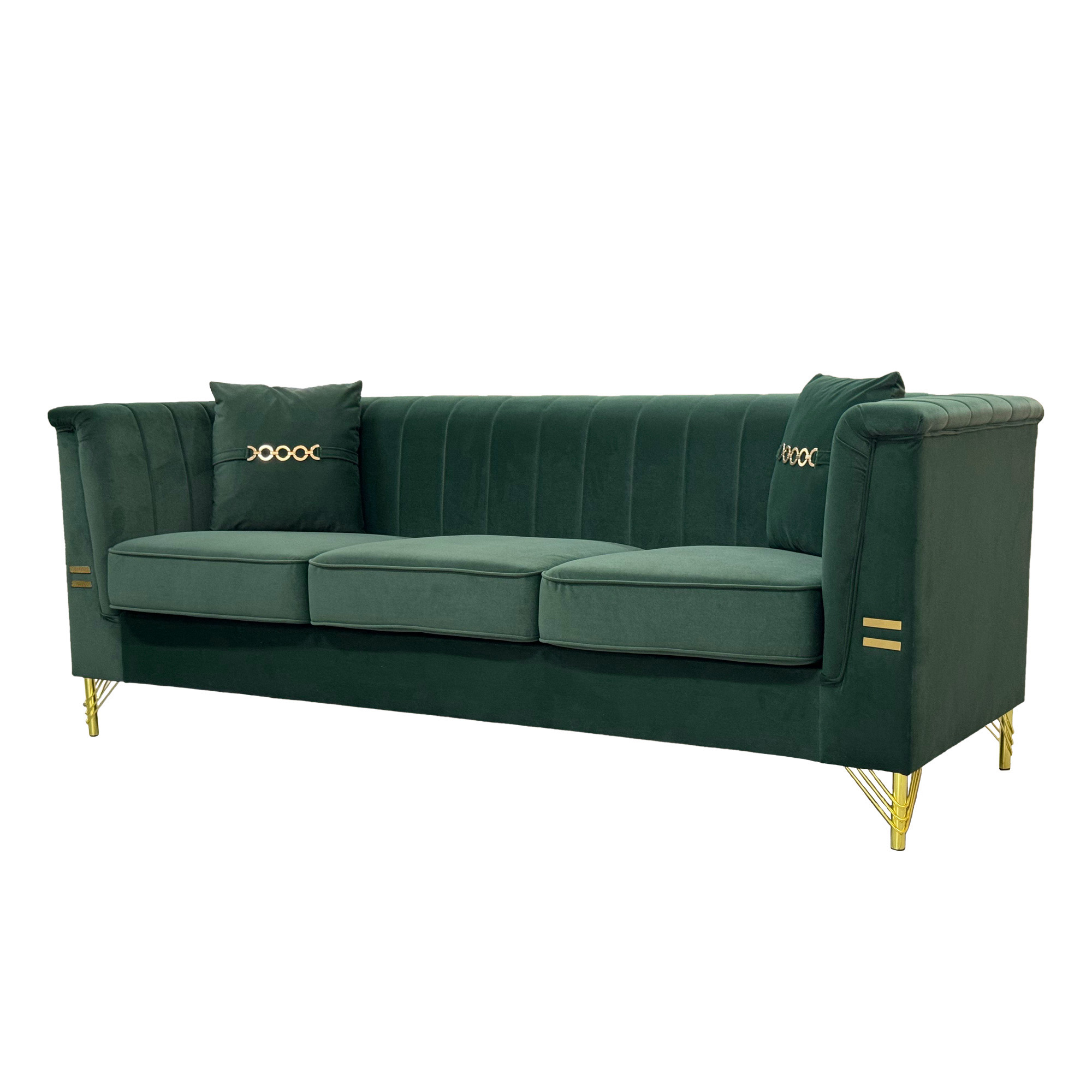 Green Velvet Living Room Sofa - Nora Lane Home furniture - Upholstered - 69.29 x 25.98 x 17.72 in
