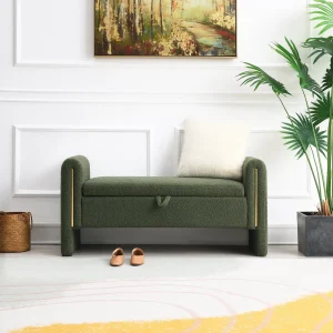 Olive Green Boucle Modern Coffee Table