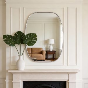 Silver Round Wall Mirror - Nora Lane Home furniture - Metal accent, Glass detail - 42 x 31.8 x 1.61 in
