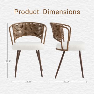 Walnut Rattan Set of 2 Seating For Dining - Nora Lane Home furniture - Walnut finish, Rattan detail - 22.64 x 14.76 x 18.9 in
