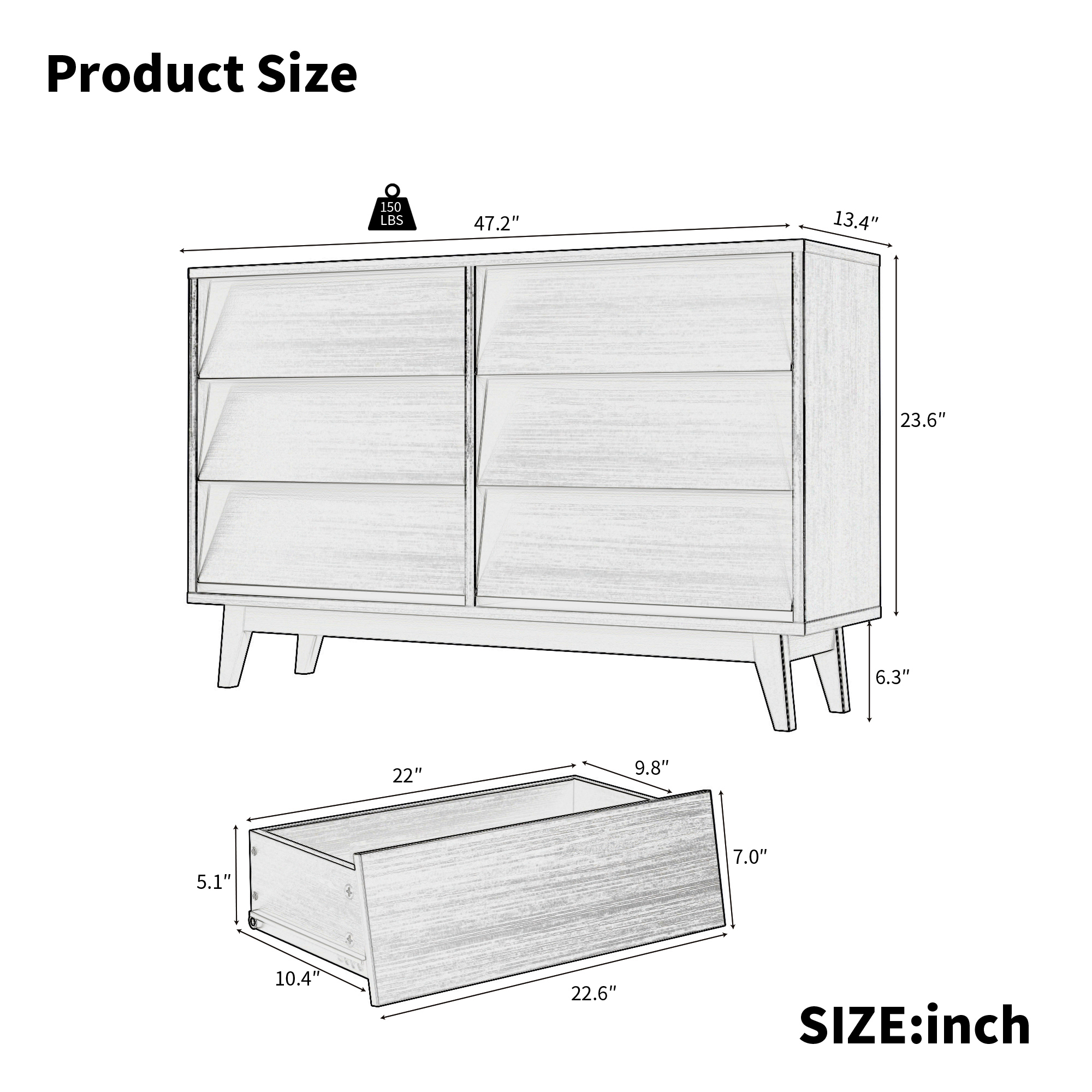 Brown Storage Cabinet - Nora Lane Home furniture - Solid wood - 52 x 17.5 x 8 in