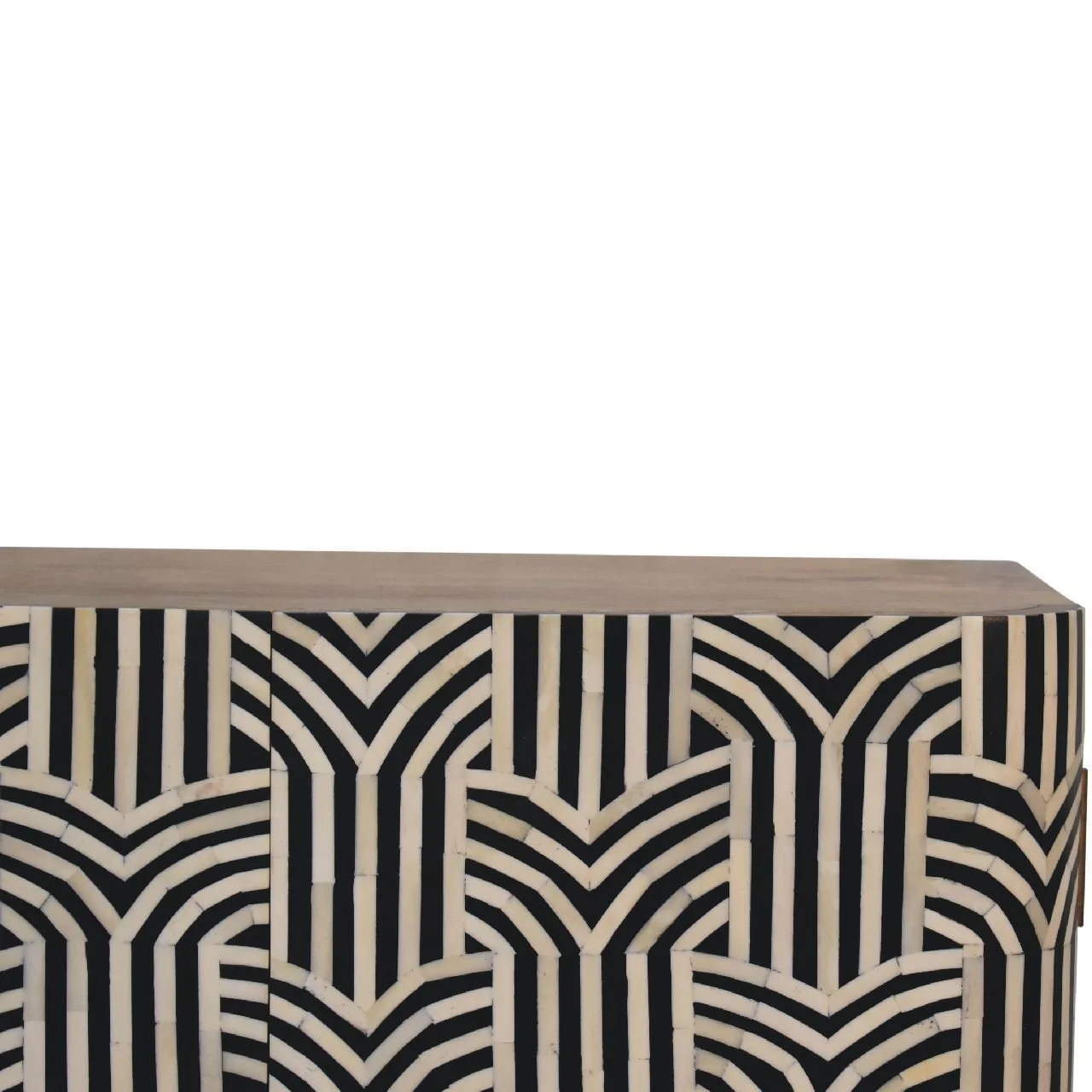 Black White Solid Wood Boho Storage Cabinet - Image 5