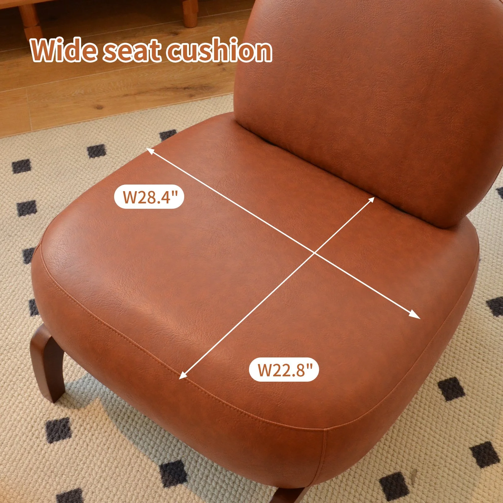 Brown Faux Leather Modern Accent Chair - Image 2