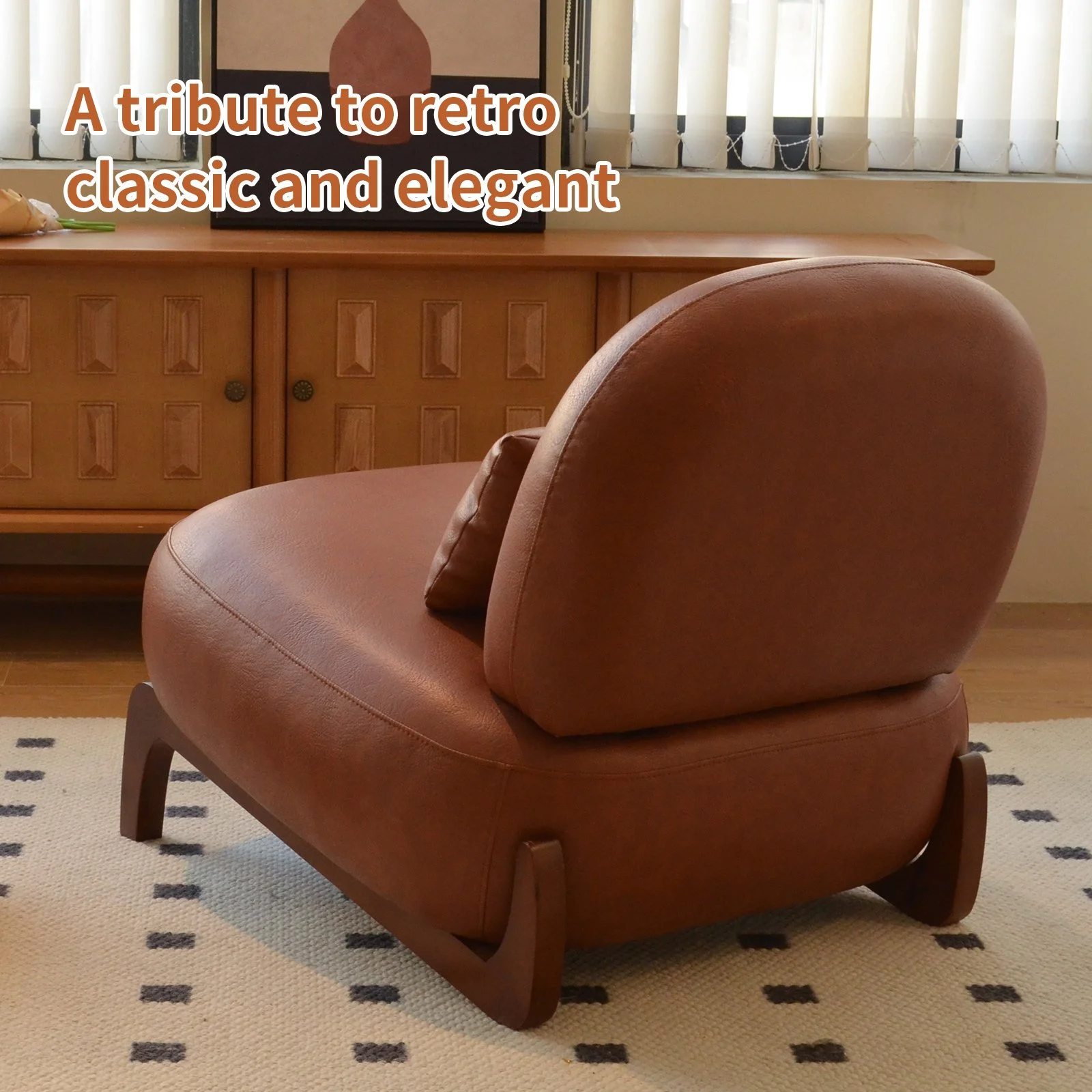 Brown Faux Leather Modern Accent Chair - Image 6