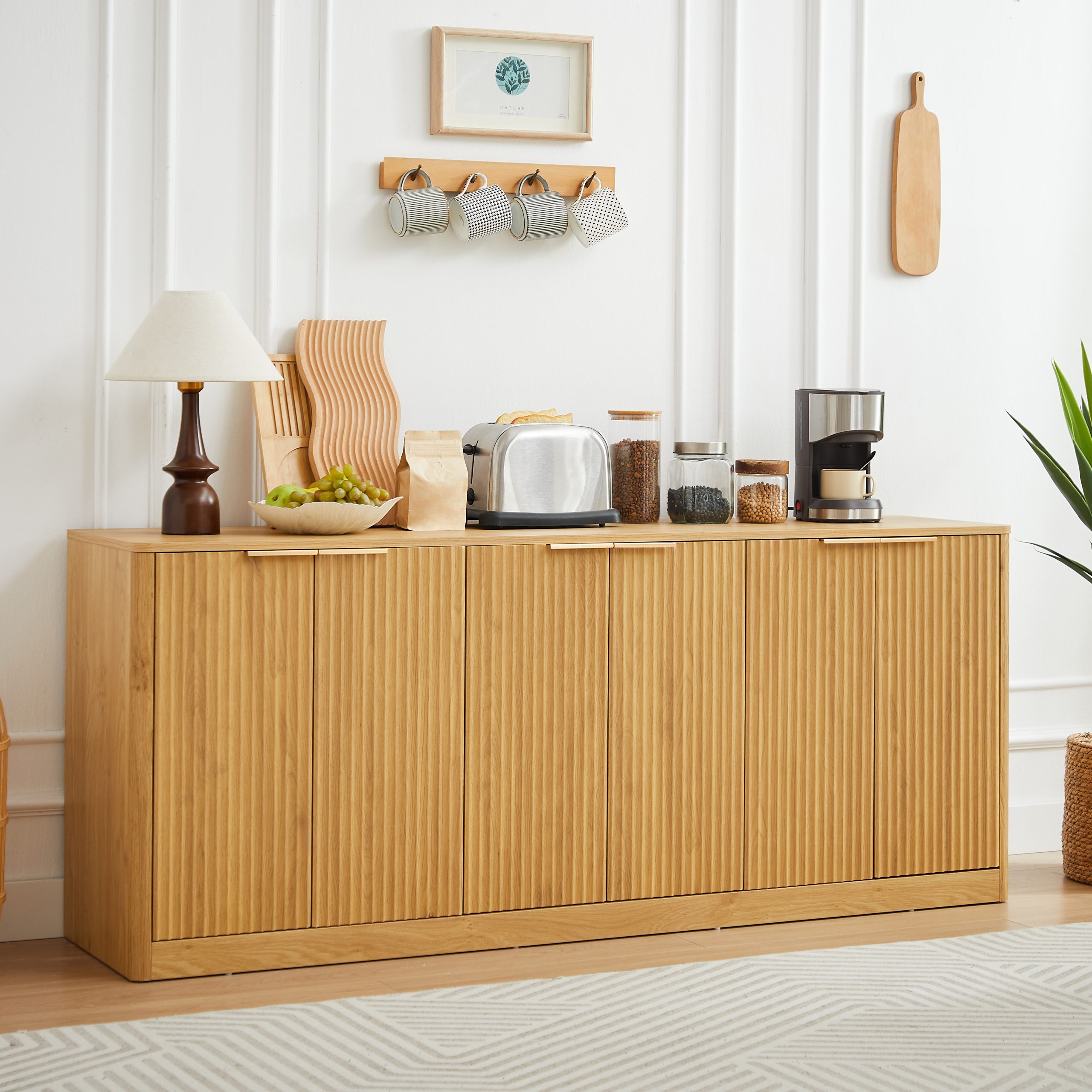 Natural Wood Storage Sideboard - Nora Lane Home furniture - 71.26 x 20.28 x 8.07 in