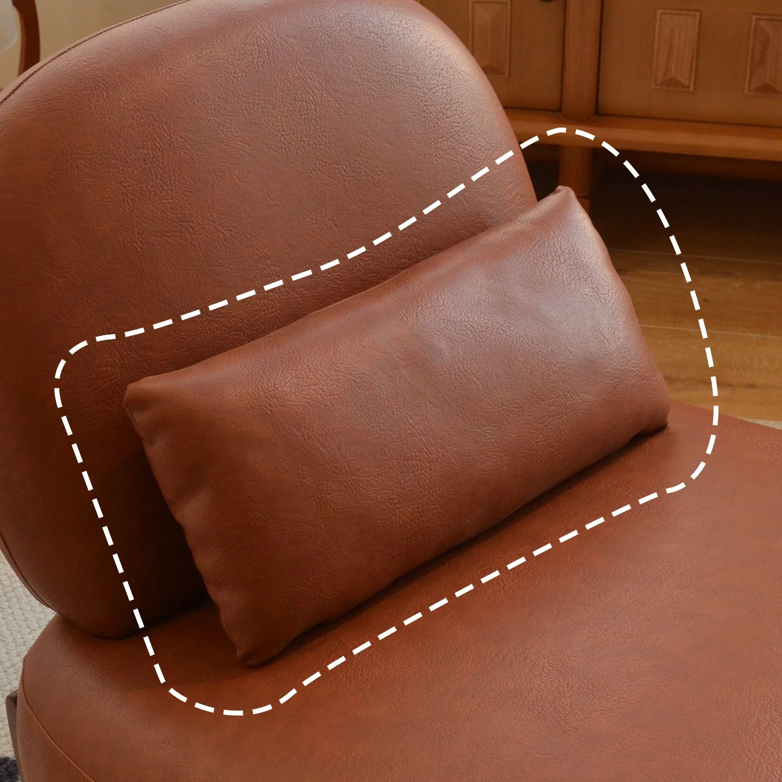 Brown Faux Leather Modern Accent Chair - Image 8