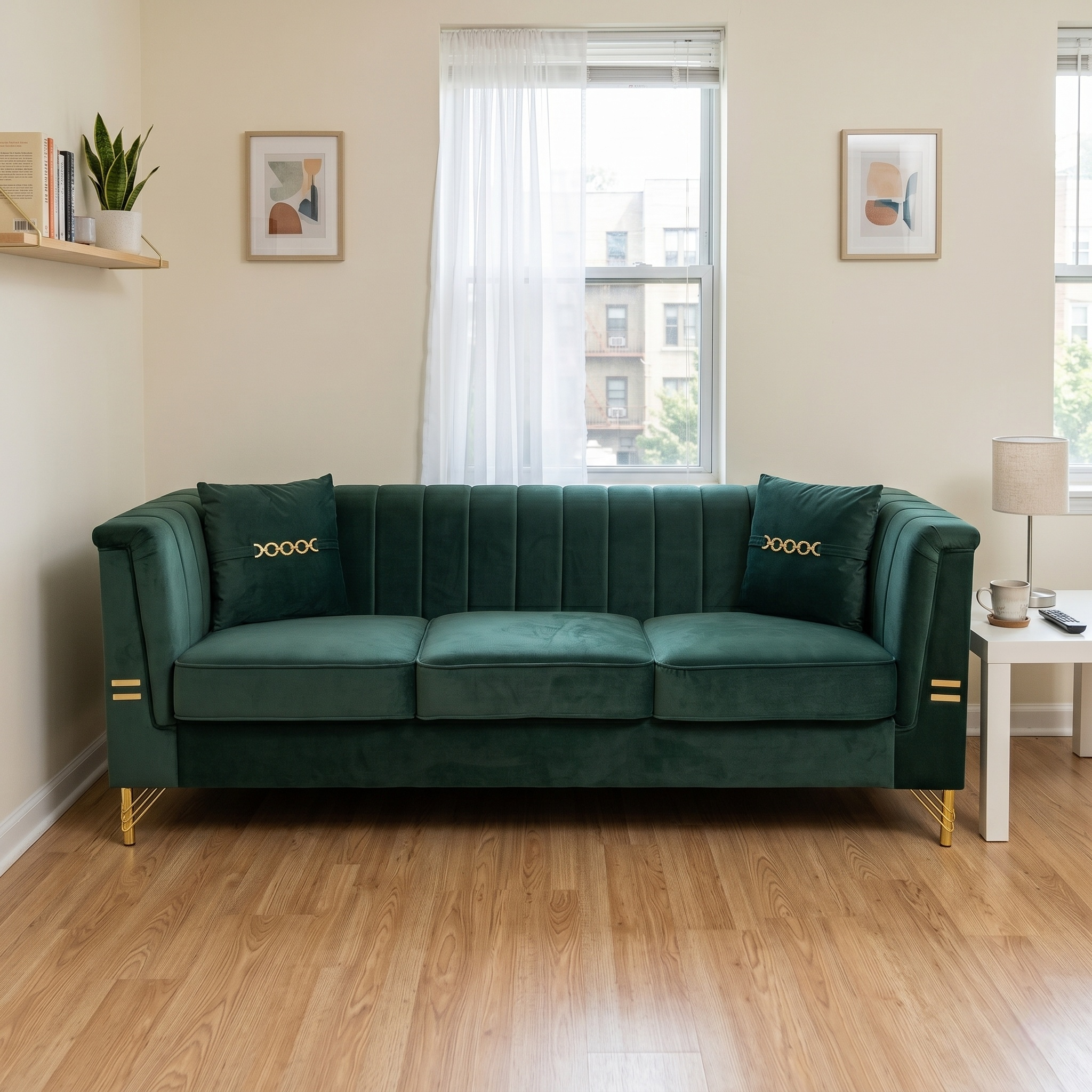 Green Velvet Living Room Sofa - Nora Lane Home furniture - Upholstered - 69.29 x 25.98 x 17.72 in