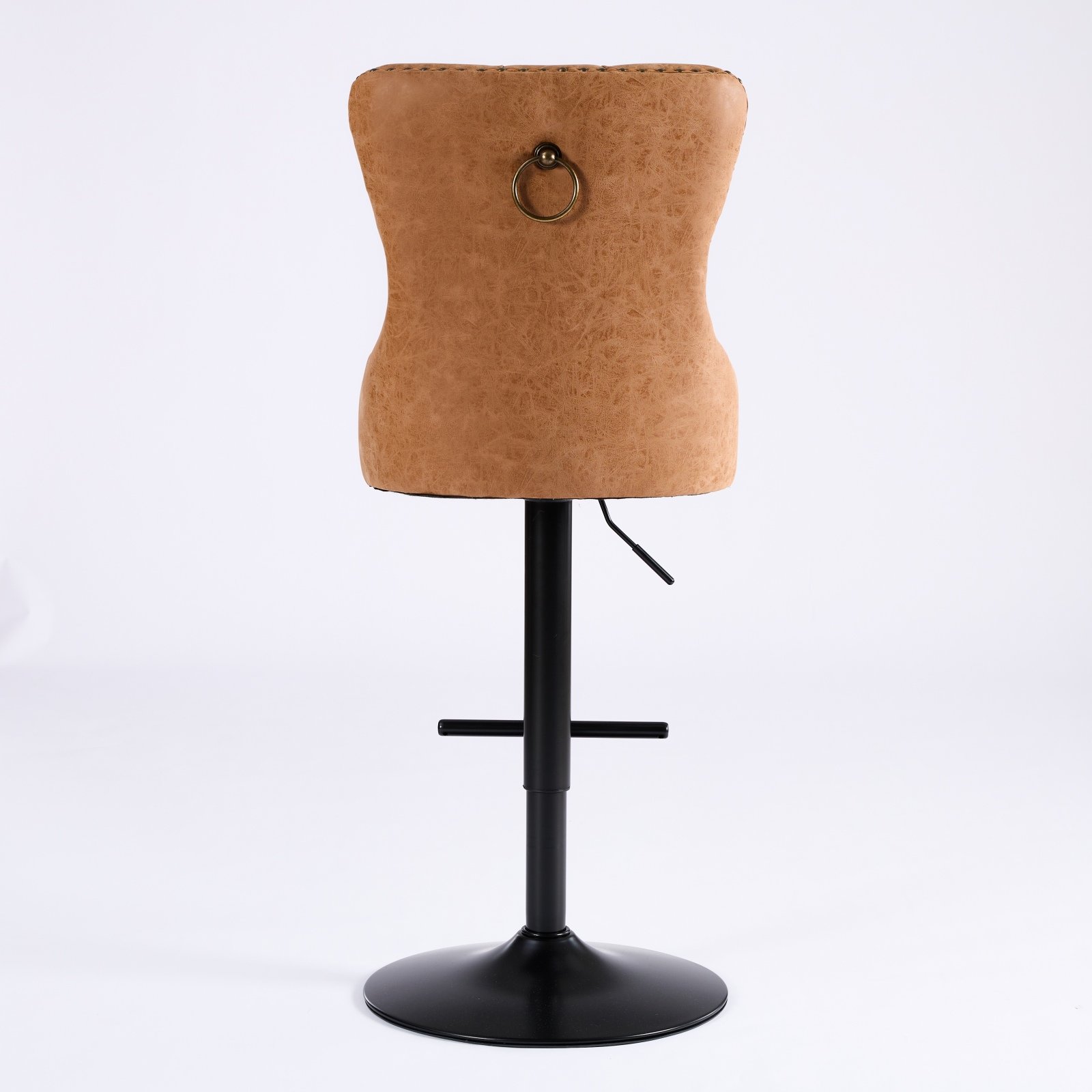 Orange Faux Leather Modern Bar Stools with Swivel, Adjustable Height and Tufted, Set of 2 - Image 8