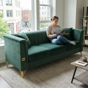 Green Velvet Living Room Sofa - Nora Lane Home furniture - Upholstered - 69.29 x 25.98 x 17.72 in